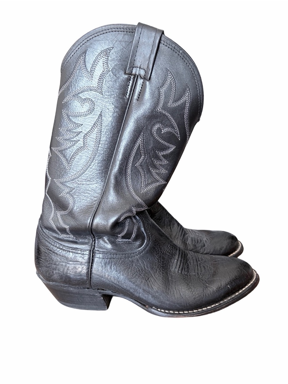 Larry Mahan Nocona Texas Black Bullhide Leather Western Cowboy Boots 9.5
